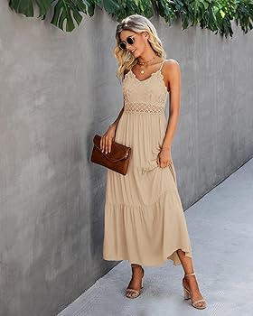 Amazon.com: Dokuritu Women's Beach Crochet Lace Maxi Dress